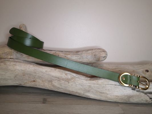 CEINTURE CUIR FEMME LUXE EN CUIR VERITABLE DE 3CM BOUCLE DOREE