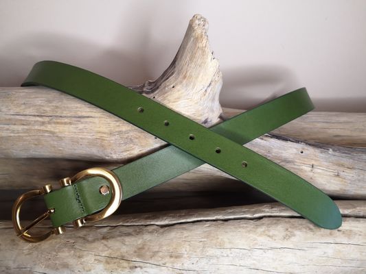 CEINTURE CUIR FEMME LUXE EN CUIR VERITABLE DE 3CM BOUCLE DOREE