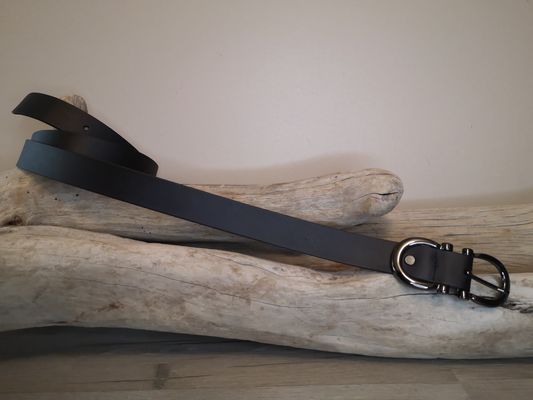 CEINTURE EN CUIR FEMME DE 3CM EN CUIR VERITABLE BOUCLE NOIRE