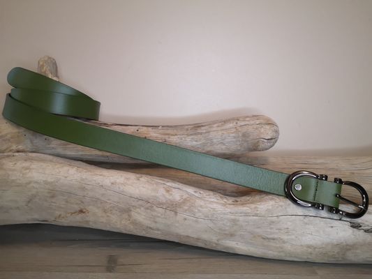 CEINTURE EN CUIR FEMME DE 3CM EN CUIR VERITABLE BOUCLE NOIRE