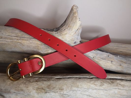 CEINTURE FEMME EN CUIR VERITABLE DE 3CM BOUCLE DOREE