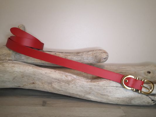 CEINTURE FEMME EN CUIR VERITABLE DE 3CM BOUCLE DOREE