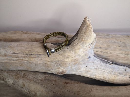 W_T_ ASTANA Vert(3) Bracelets homme en cuir tressé véritable