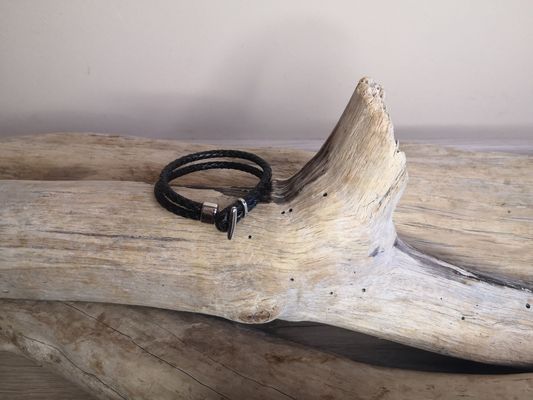 Bracelets homme en cuir tressé véritable
