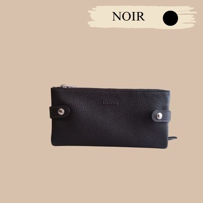 Portefeuille pochette femme en cuir de vachette grainé