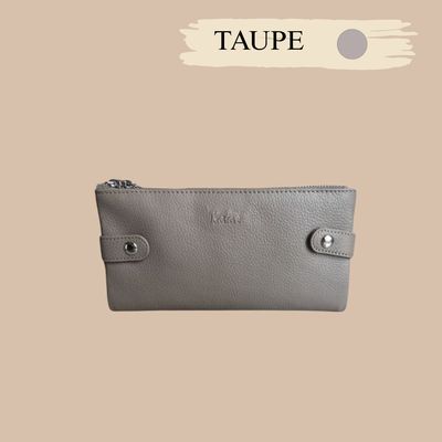 Portefeuille pochette femme en cuir de vachette grainé