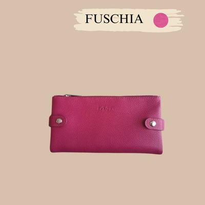 Portefeuille pochette femme en cuir de vachette grainé