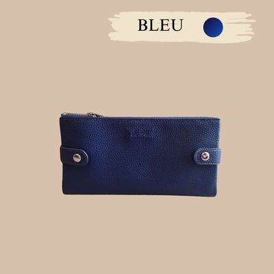 Portefeuille pochette femme en cuir de vachette grainé