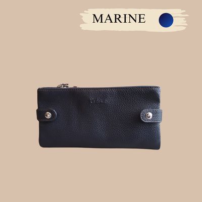 Portefeuille pochette femme en cuir de vachette grainé