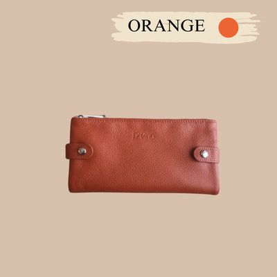 Portefeuille pochette femme en cuir de vachette grainé