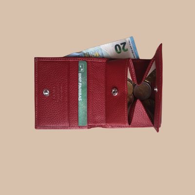 PORTE MONNAIE EN CUIR GRAINÉ