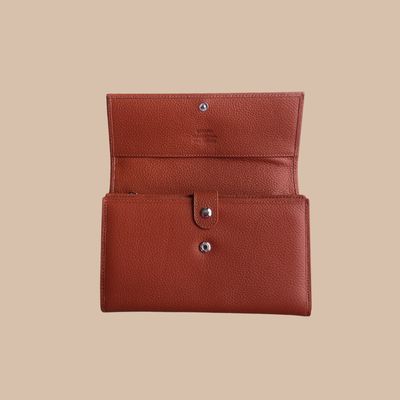 PORTEFEUILLE COMPAGNON FEMME EN CUIR GRAINÉ