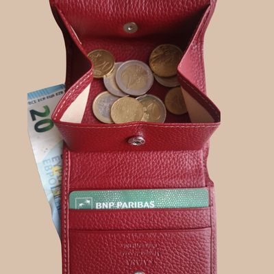 PORTE MONNAIE EN CUIR GRAINÉ
