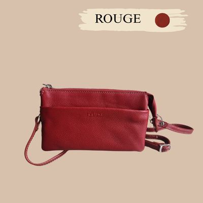 Pochette bandoulière femme en cuir grainé
