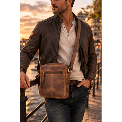 sacoche pour en homme en cuir de buffle