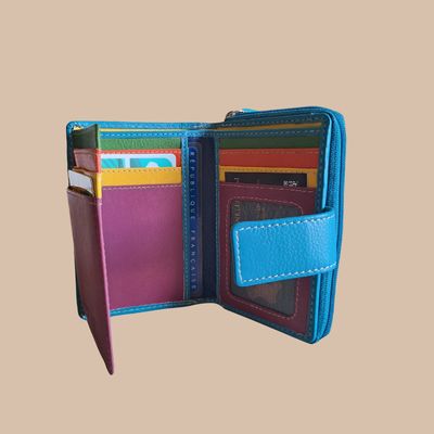 PORTEFEUILLE FEMME EN CUIR MULTICOLORE