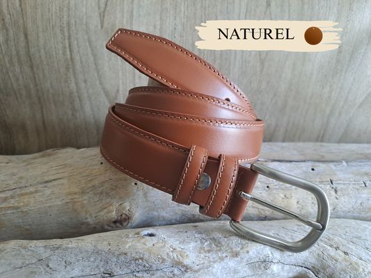 CEINTURE EN CUIR DE VACHE AU TANNAGE NATUREL