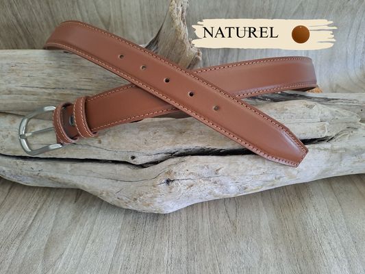 CEINTURE EN CUIR DE VACHE AU TANNAGE NATUREL