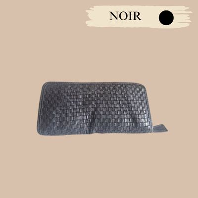 portefeuille cuir tressé