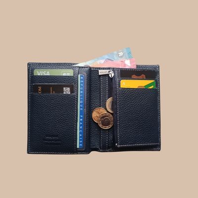 Petit portefeuille en cuir de vachette grainé