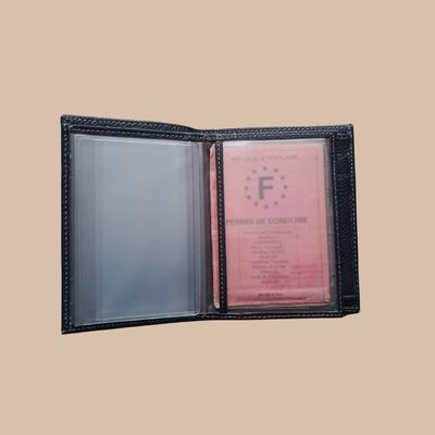 Petit portefeuille en cuir de vachette grainé
