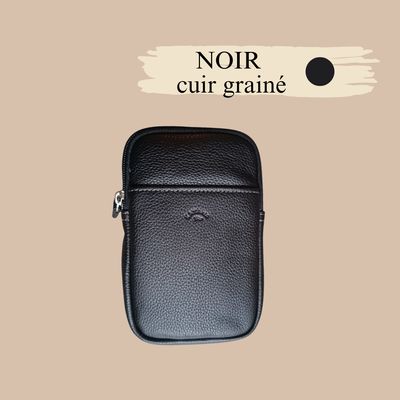 pochette téléphone en cuir de vachette véritable