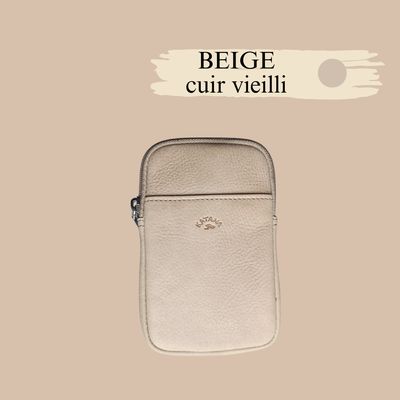 pochette téléphone en cuir de vachette véritable