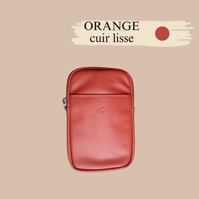 pochette téléphone en cuir de vachette véritable