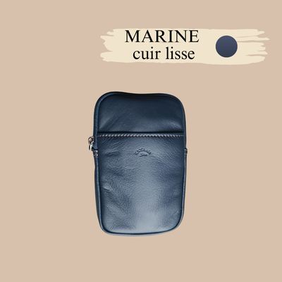pochette téléphone en cuir de vachette véritable