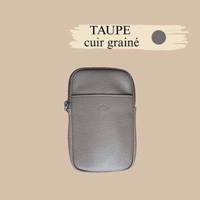 pochette téléphone en cuir de vachette véritable
