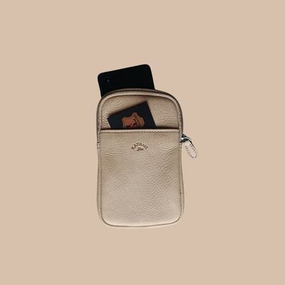 pochette téléphone en cuir de vachette véritable