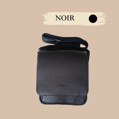 SACOCHE BANDOULIÈRE HOMME CUIR DE VACHETTE GRAINÉ