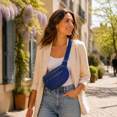 Sac banane en cuir grainé