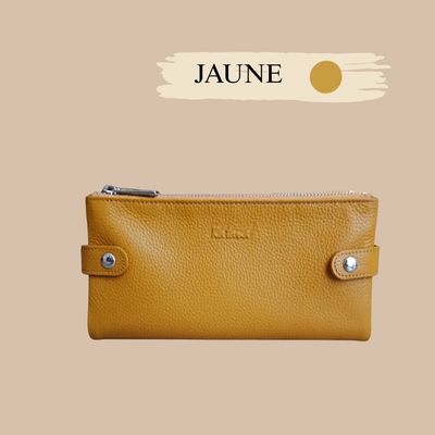 Portefeuille pochette en cuir grainé de vachette