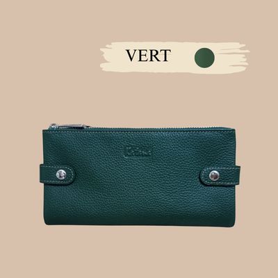 Portefeuille pochette en cuir grainé de vachette