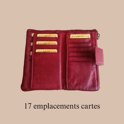 Portefeuille original femme en cuir de vachette tressé