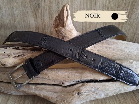 ceinture crocodile en cuir véritable