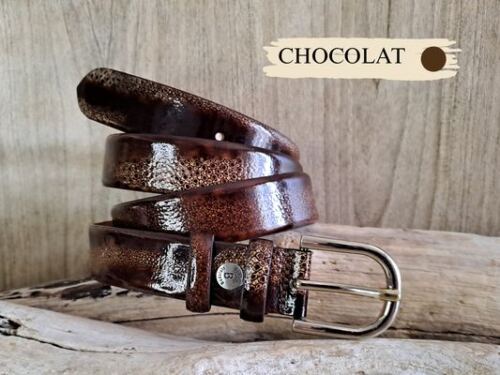 Ceinture femme fantaisie en cuir de vachette véritable