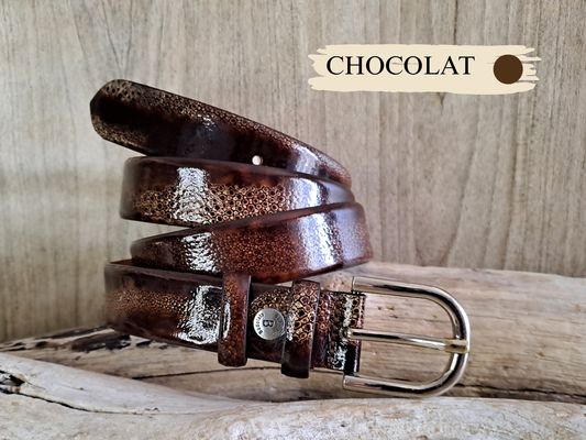 Ceinture femme fantaisie en cuir de vachette véritable