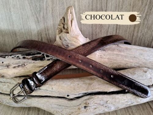 Ceinture femme fantaisie en cuir de vachette véritable