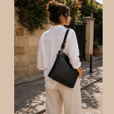 Sac à main bandoulière en cuir véritable