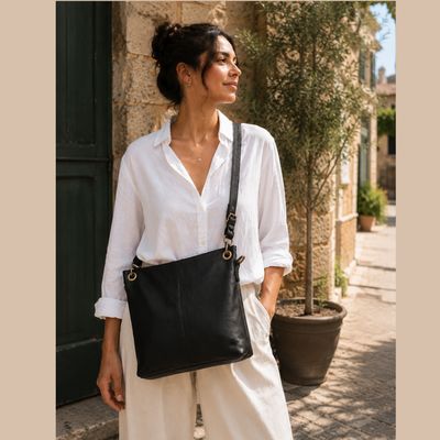 Sac à main bandoulière en cuir véritable