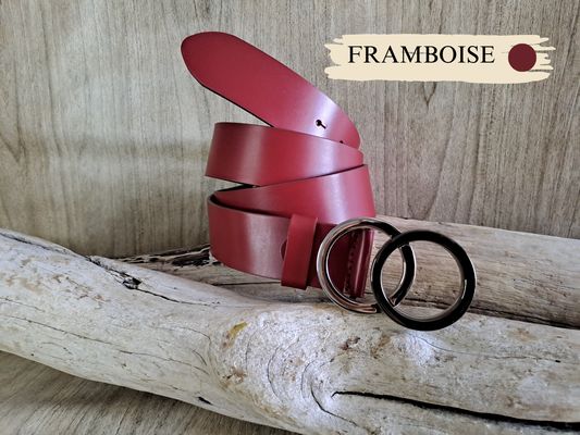 Ceinture large fantaisie femme en cuir de taureau pleine fleur