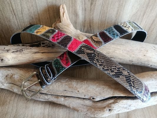 Ceinture luxe en cuir de python véritable