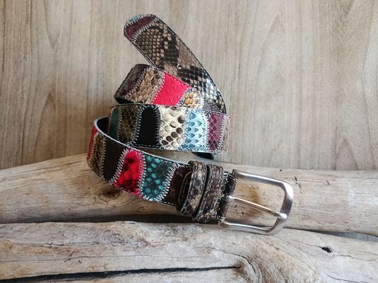 Ceinture luxe en cuir de python véritable