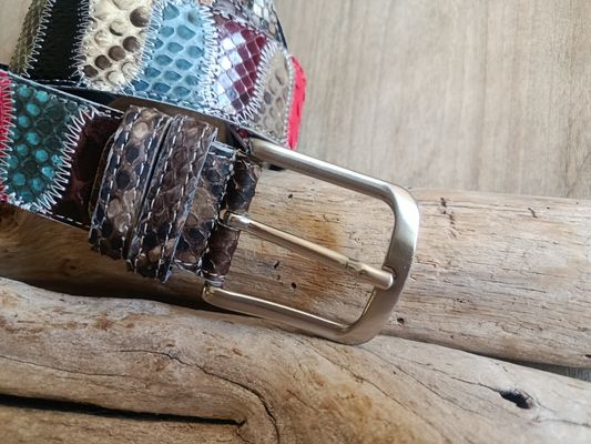 Ceinture luxe en cuir de python véritable