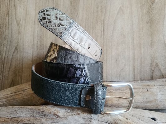 Ceinture luxe en cuir de python véritable
