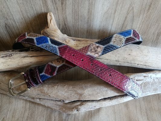 Ceinture luxe en cuir de python véritable
