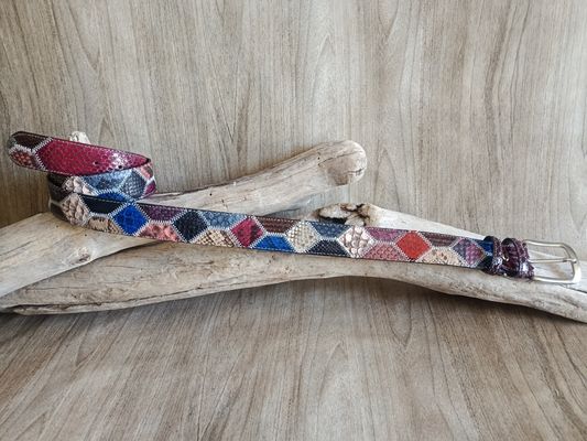 Ceinture luxe en cuir de python véritable